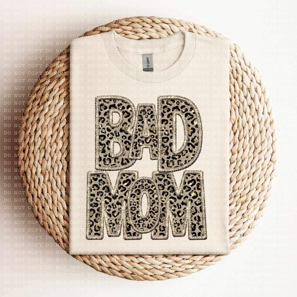 Bad mom (sequin leopard embroidery) 11985 DTF Transfer