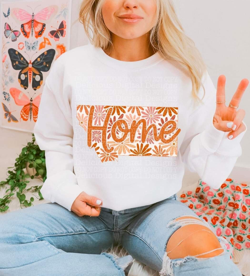 Home floral state Montana (DDD) 33919 DTF transfer