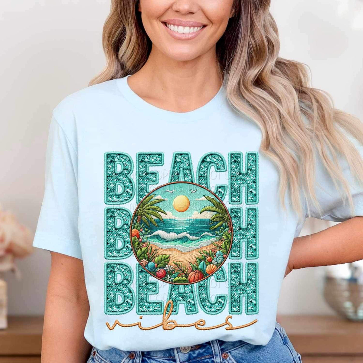 Beach vibes stacked 24958 DTF transfer