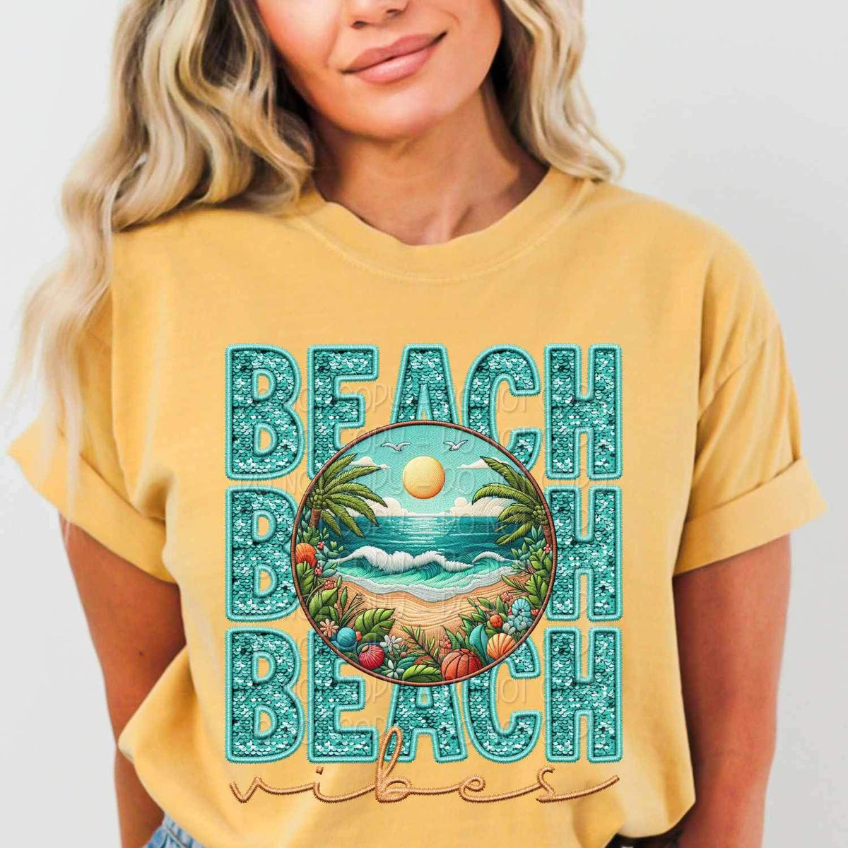 Beach vibes stacked 24958 DTF transfer