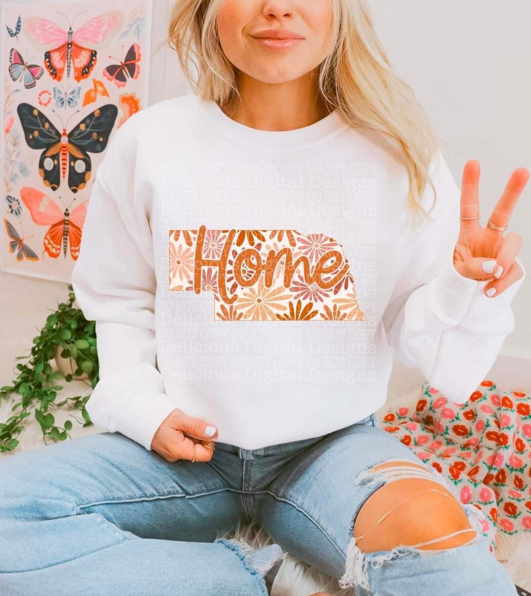 Home floral state Nebraska (DDD) 33903 DTF transfer