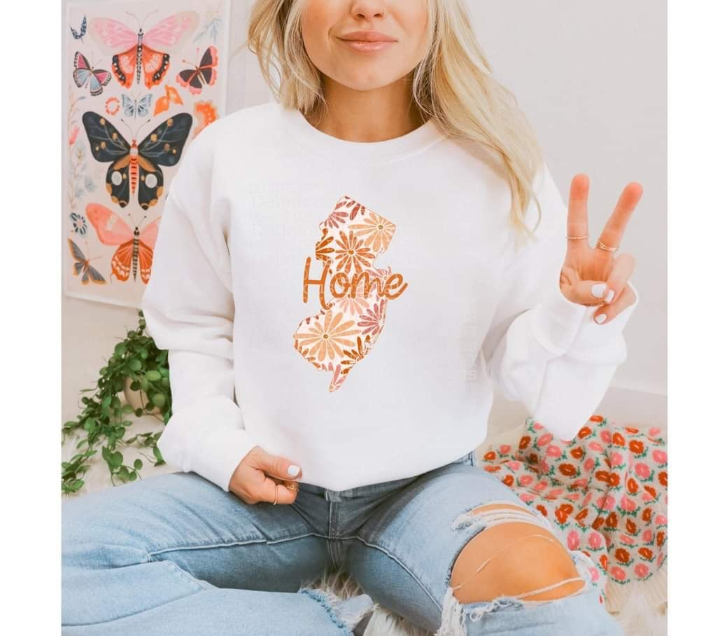 Home floral state New Jersey (DDD) 33902 DTF transfer