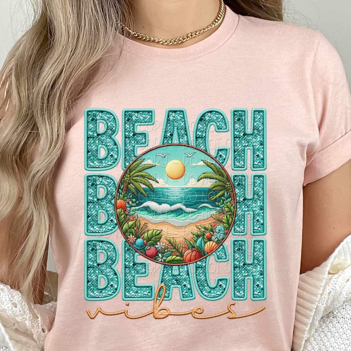 Beach vibes stacked 24958 DTF transfer