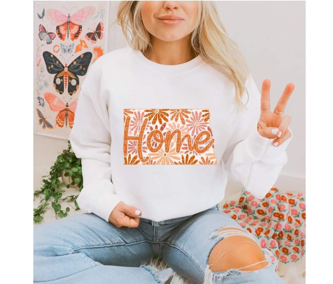 Home floral state North Dakota (DDD) 33896 DTF transfer