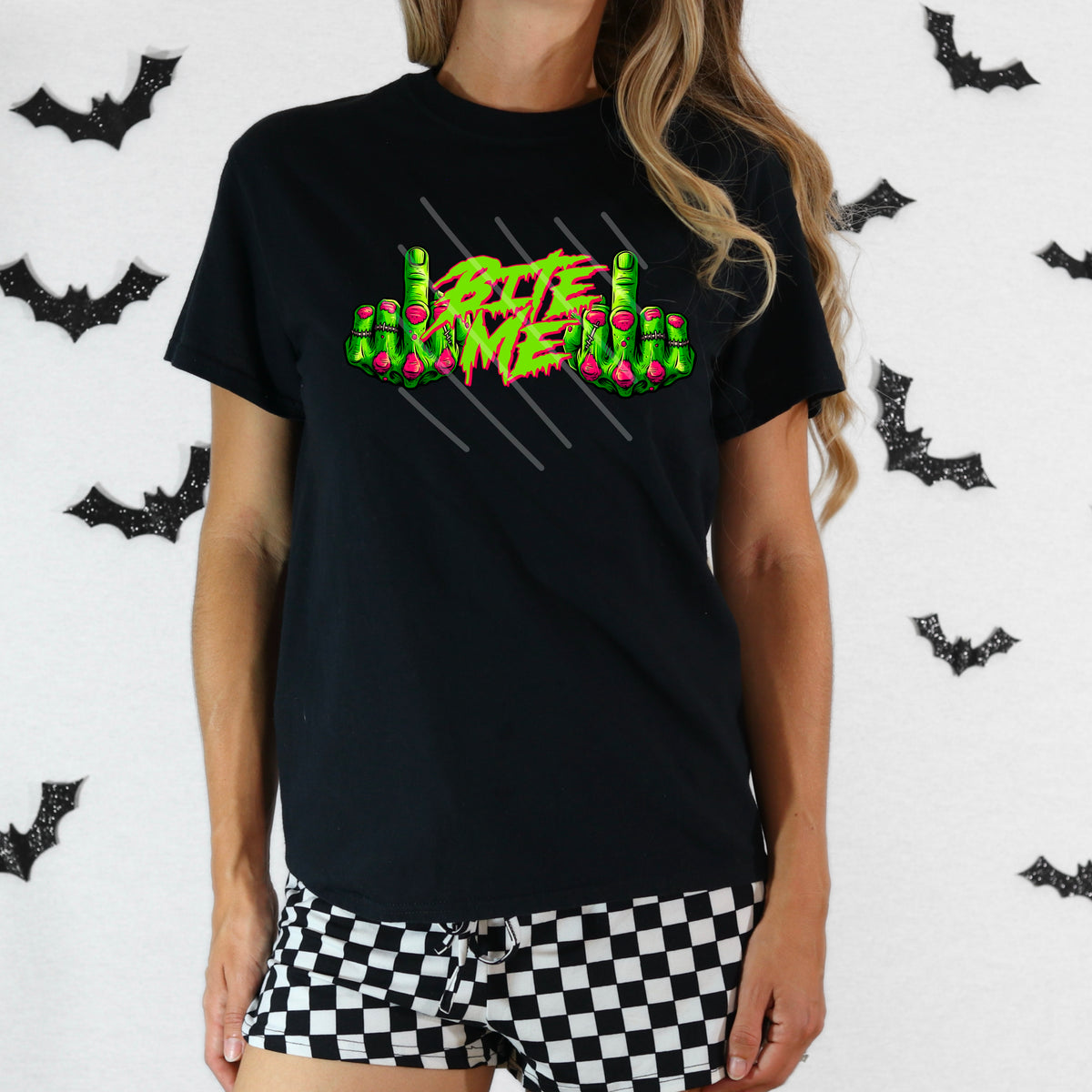 Bite Me zombie middle fingers 110977 DTF transfer