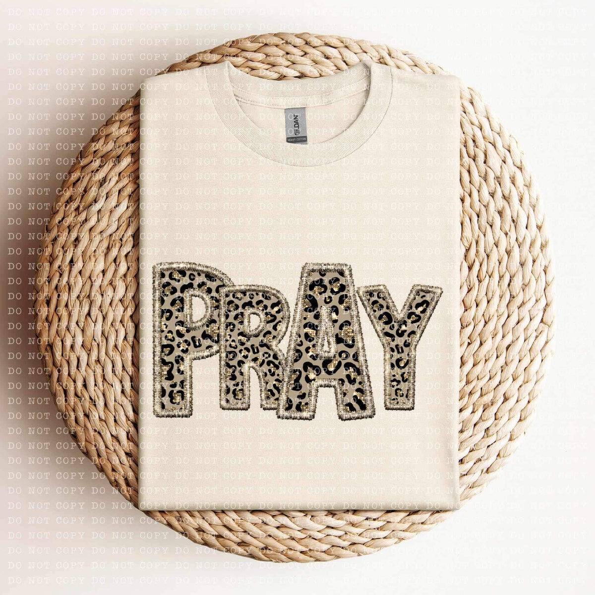 Pray (sequin leopard embroidery) 11972 DTF Transfer