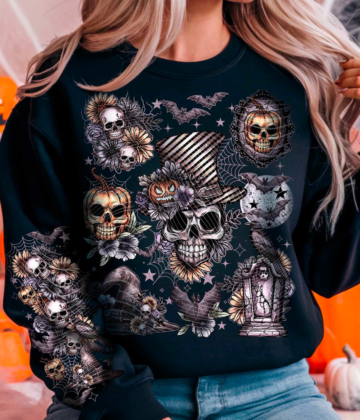 Halloweens skellie SLEEVE ONLY (AG) 53708 DTF transfer