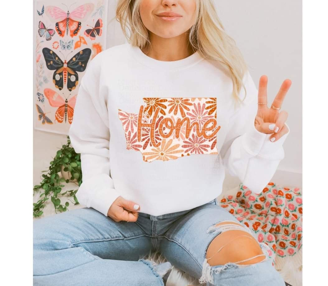 Home floral state Washington (DDD) 33884 DTF transfer