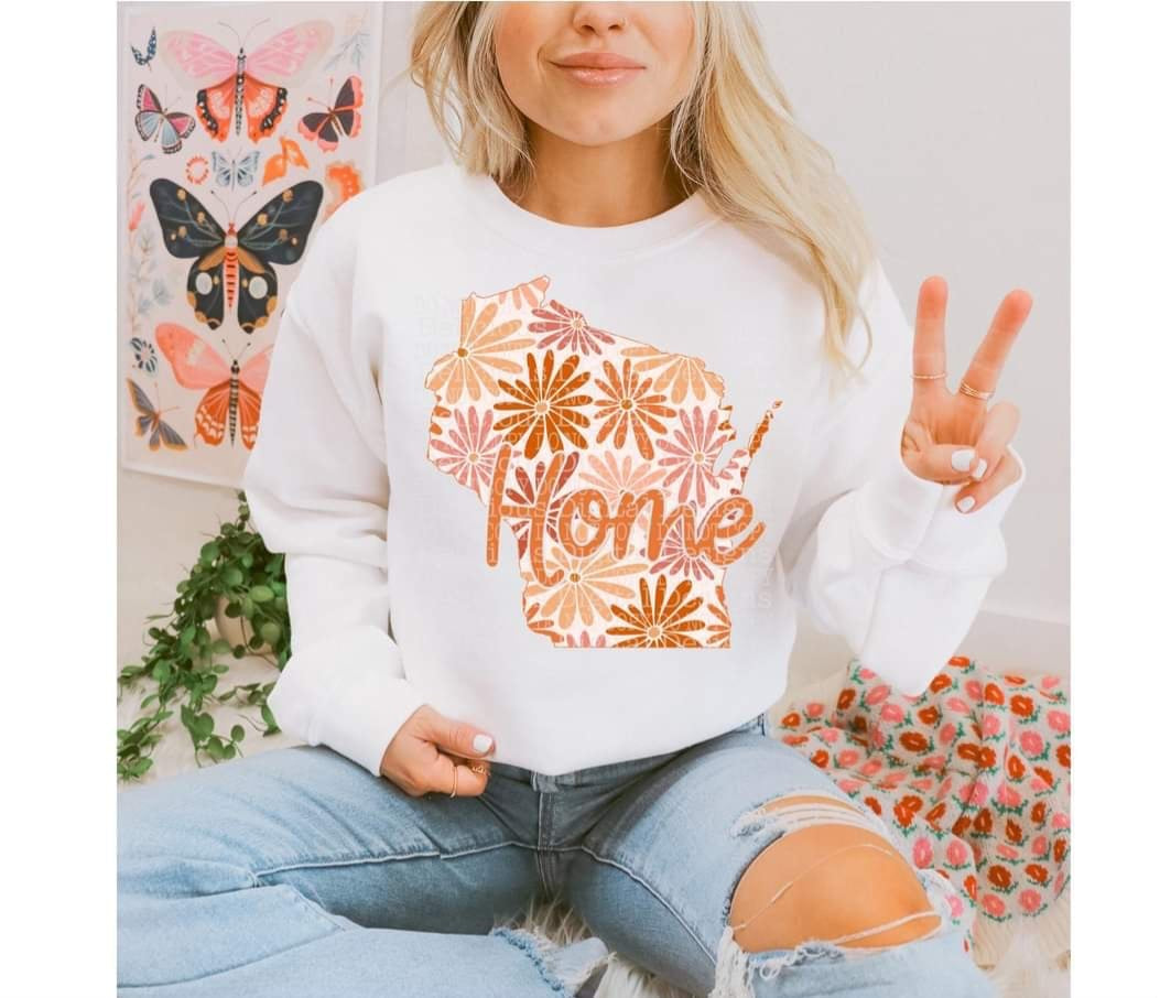 Home floral state Wisconsin (DDD) 33882 DTF transfer