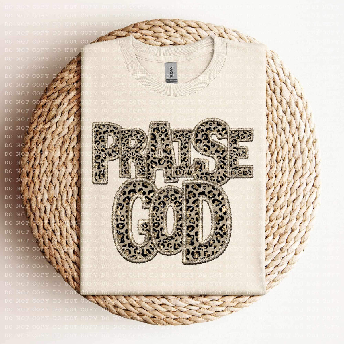 Praise god (sequin leopard embroidery) 11954 DTF Transfer