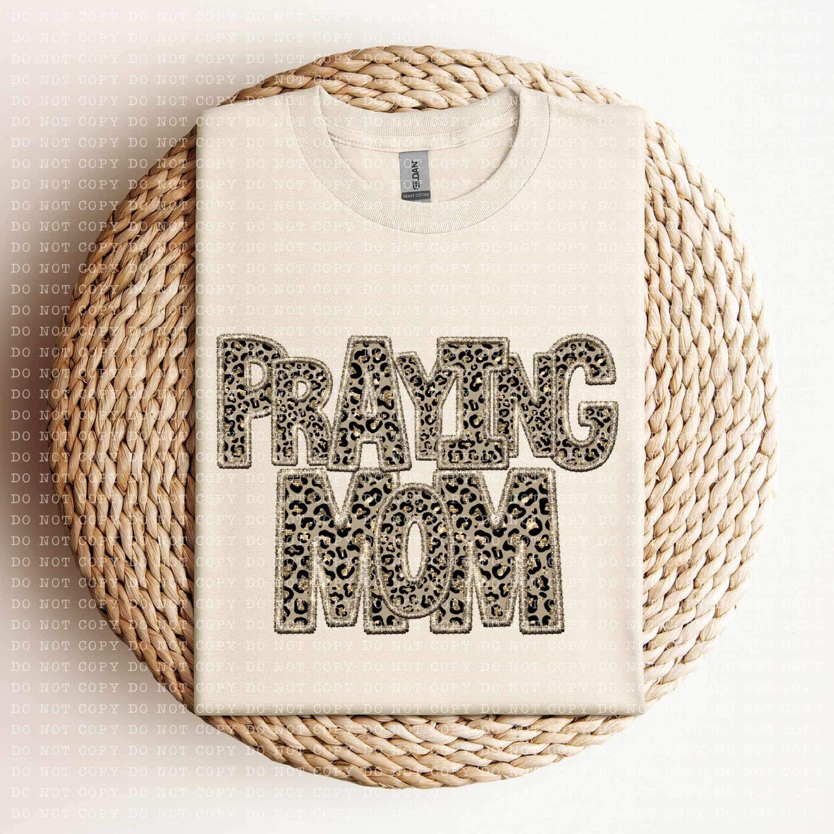 Praying mom (sequin leopard embroidery) 11950 DTF Transfer