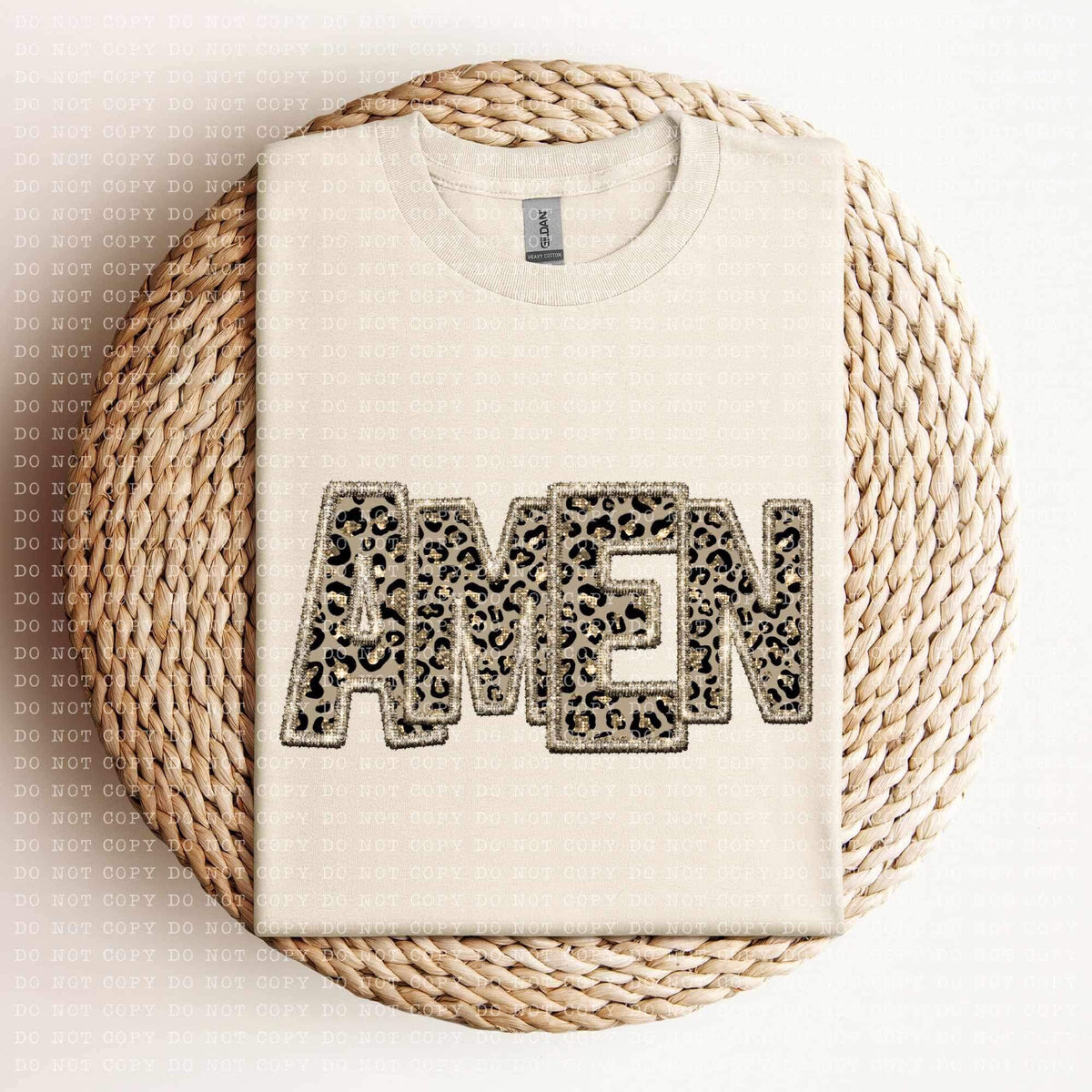 Amen (FAUX sequin leopard embroidery) 11947 DTF Transfer