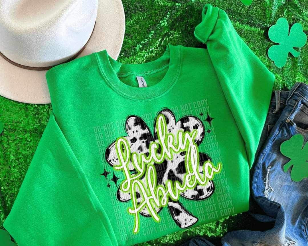 Lucky abuela cow print clover (CCD) 24993 DTF transfer