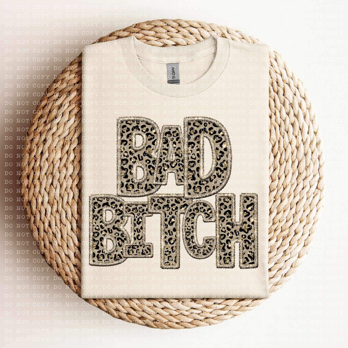 Bad bitch (sequin leopard embroidery) 11942  DTF Transfer