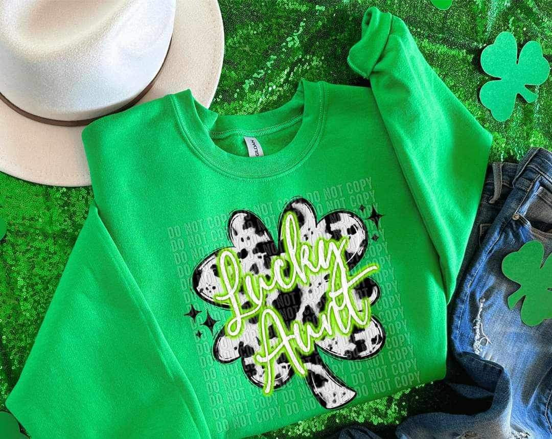 Lucky aunt cow print clover (CCD) 24989 DTF transfer
