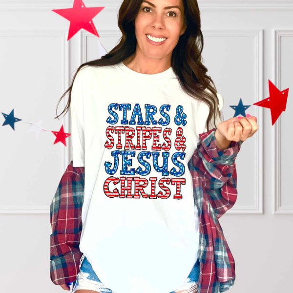 Stars & stripes & Jesus Christ 33972 DTF transfer