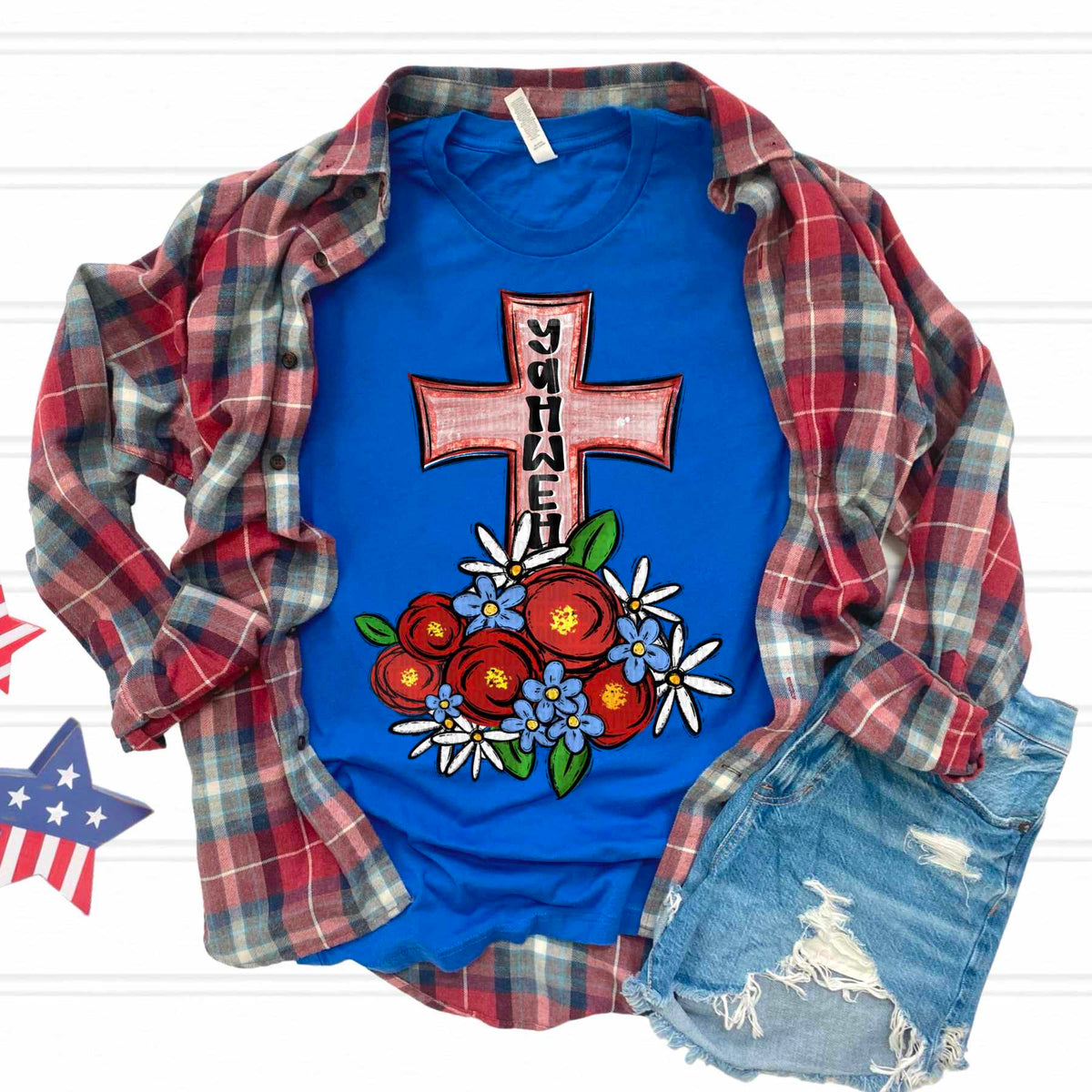 Yahweh red cross 33983 DTF transfer