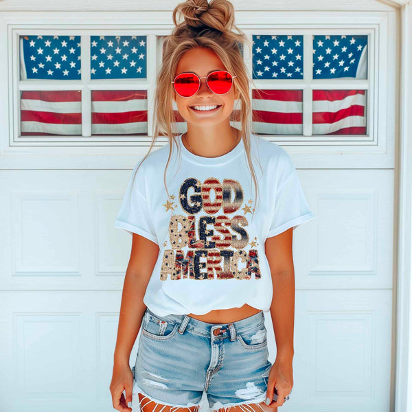 God bless america tinsel 33969 DTF transfer