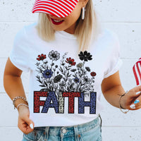 Faith red blue flowers 33964 DTF transfer