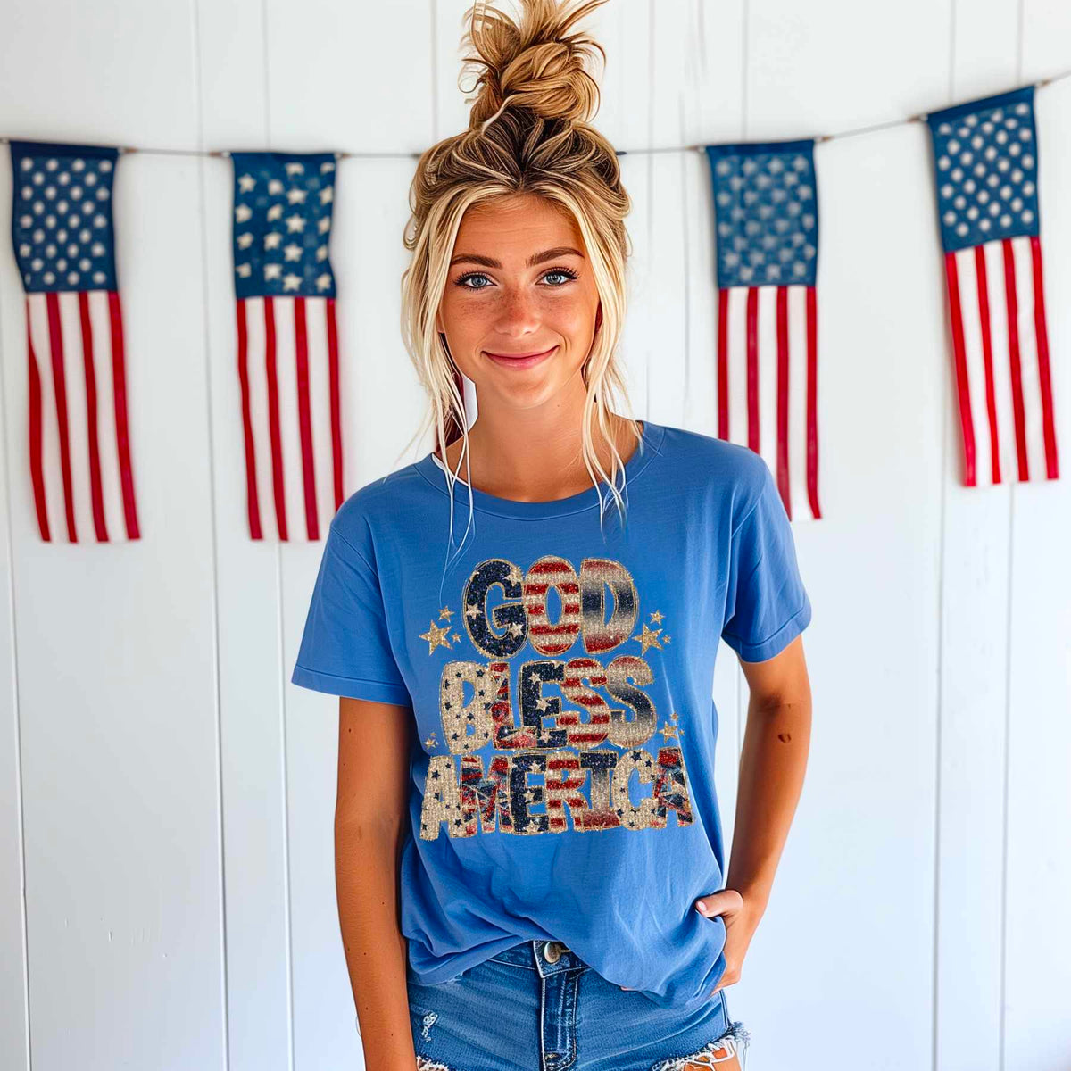 God bless america tinsel 33969 DTF transfer