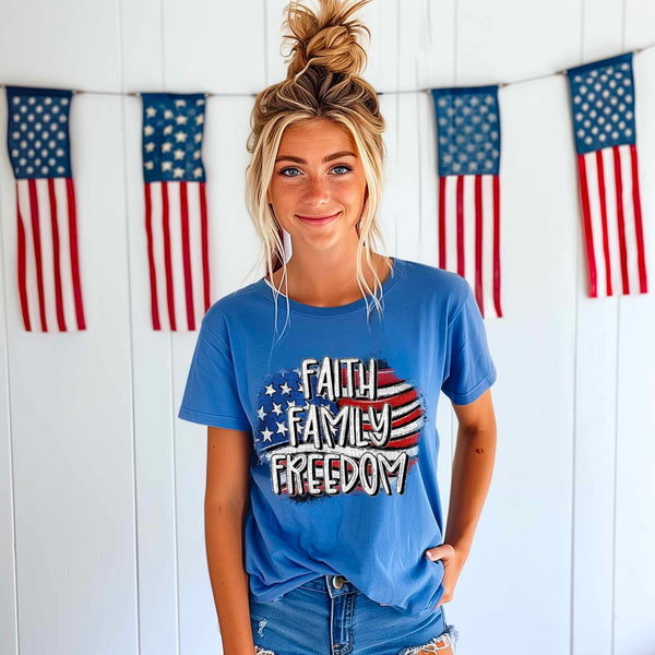 Faith family freedom flag 33963 DTF transfer