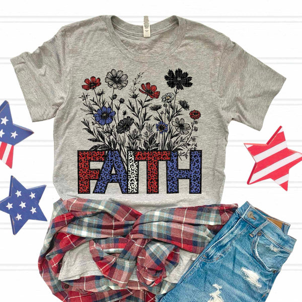 Faith red blue flowers 33964 DTF transfer