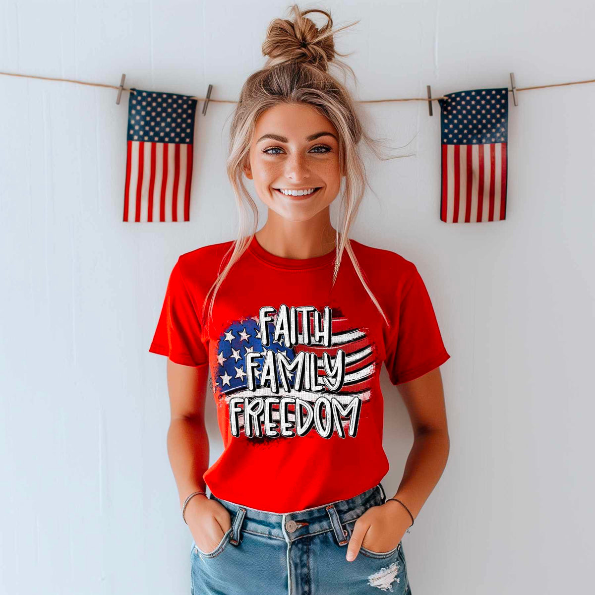 Faith family freedom flag 33963 DTF transfer