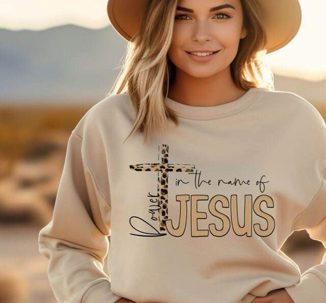 Power in the name of jesus leopard cross 25053 DTF transfer