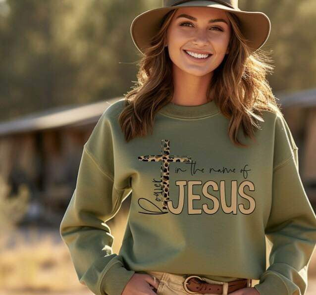 Power in the name of jesus leopard cross 25053 DTF transfer