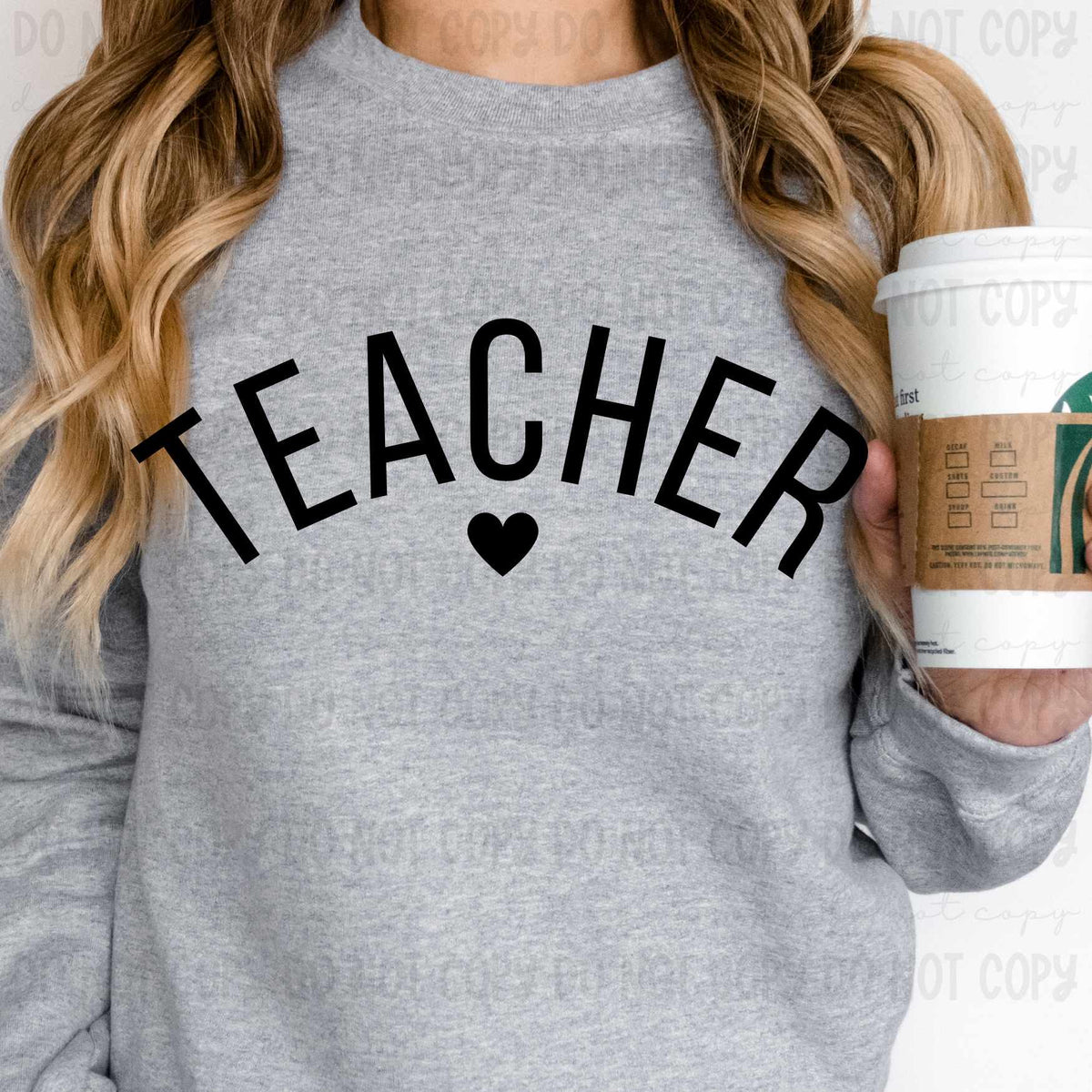 Teacher black with heart 33990 DTF transfer