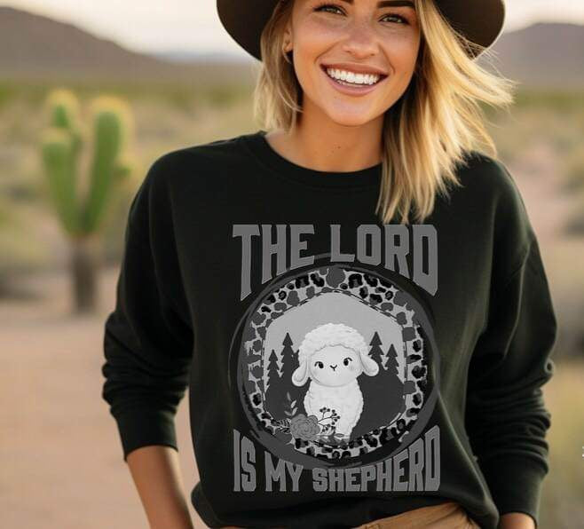 The lord is my shepherd circle with lamb 25039 DTF transfer
