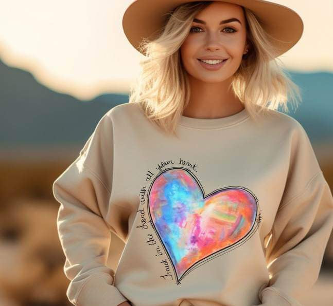 Trust in the lord with all your heart colorful heart 25037 DTF transfer
