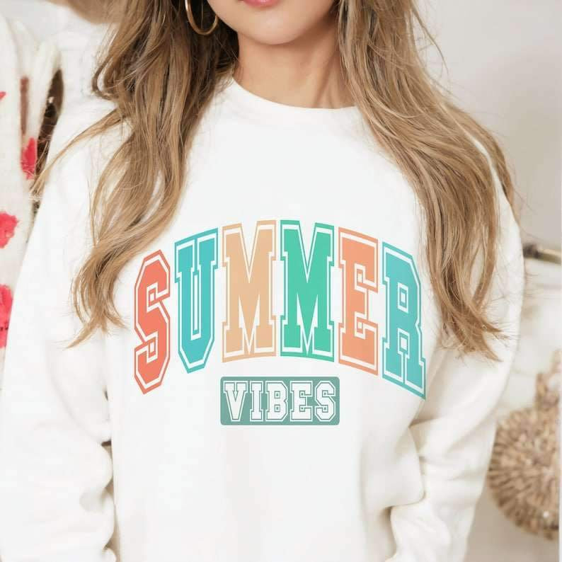 Summer vibes varsity font 25030 DTF transfer