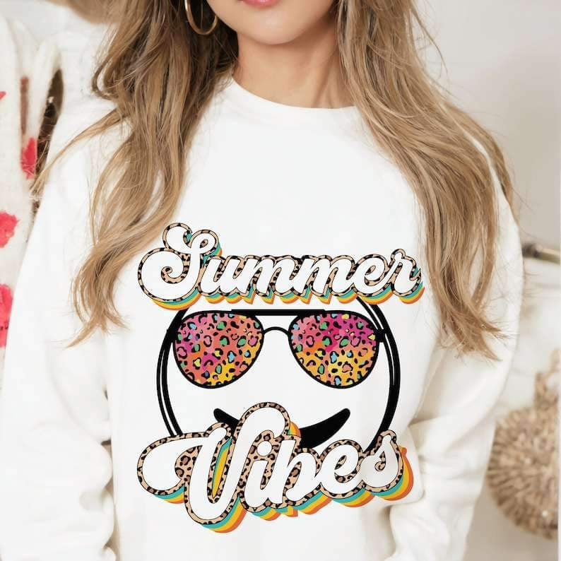 Summer vibes smiley colorful leopard 25029 DTF transfer