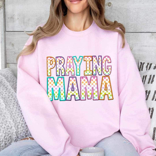 Praying mama polka dot faux embroidery 25027 DTF transfer