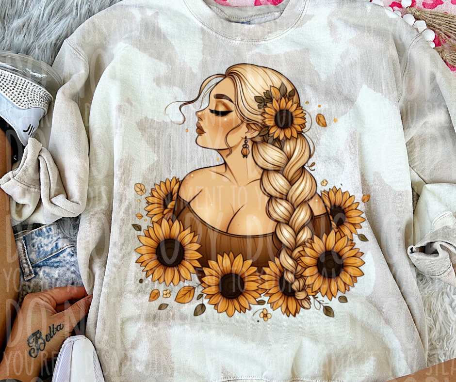 Blonde woman with sunflowers (vintage) 53754 DTF transfer