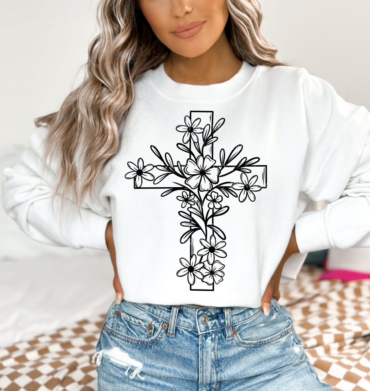 Black floral cross (LYTTLE) 67392 DTF transfer