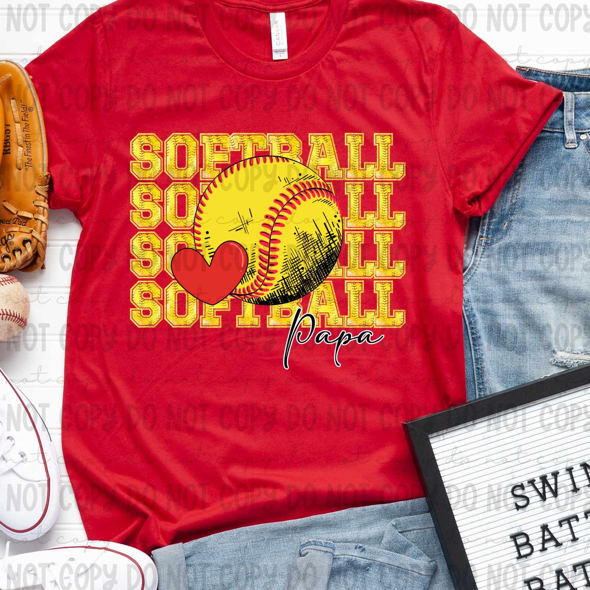 Softball stacked papa (revelyou) 35026 DTF transfe