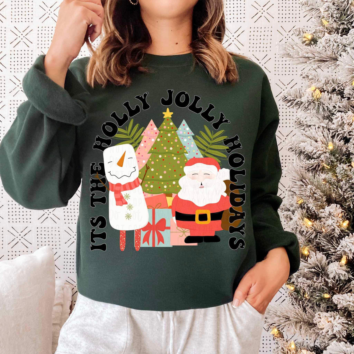 Its the holly jolly holidays (snowman, trees, gifts, santa) 15118 DTF Transfer