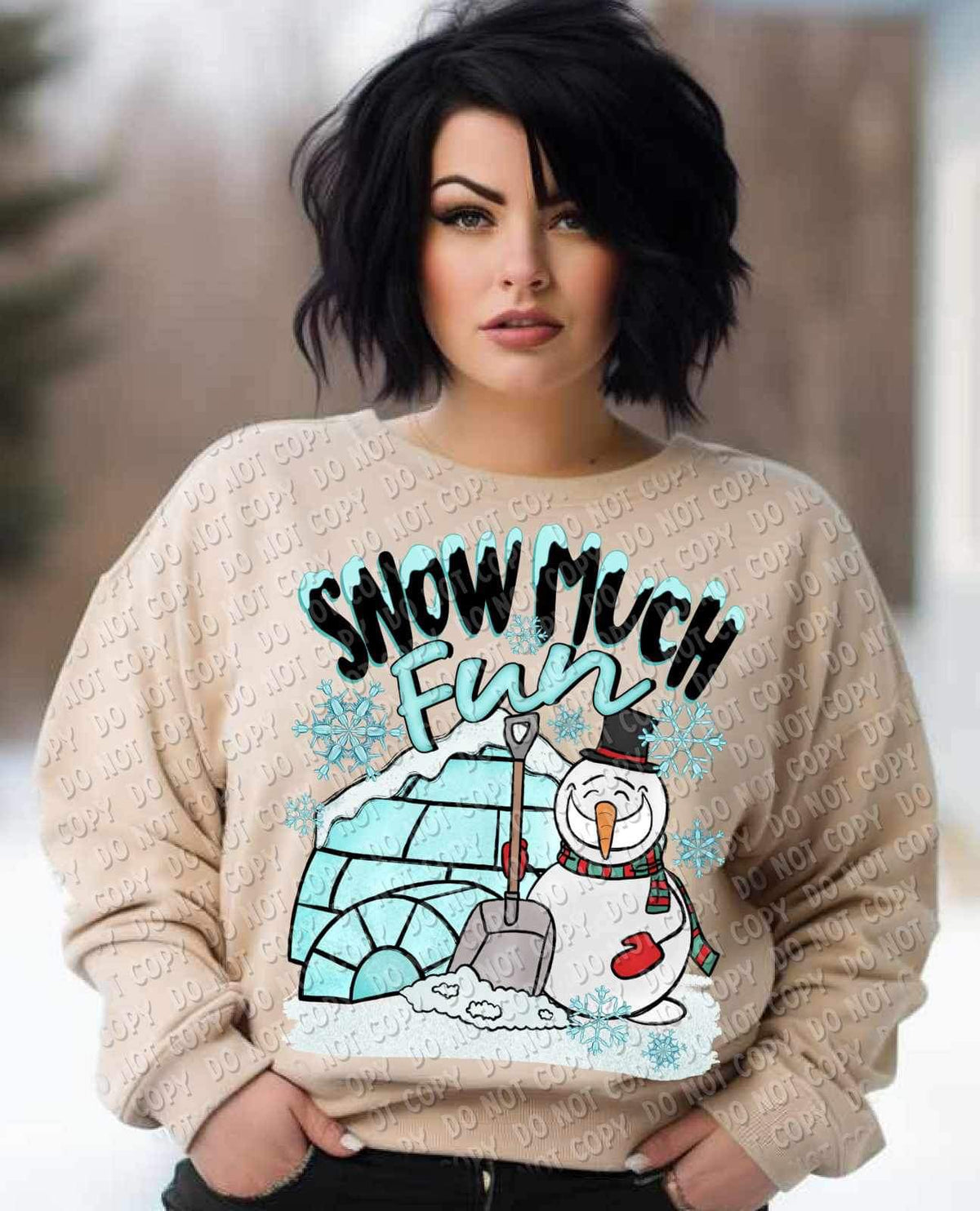 Snow much fun (igloo with snowman with shovel) 15114 DTF Transfer