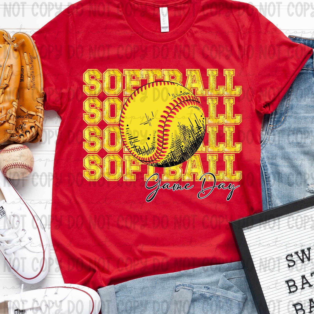 Softball stacked game day NO HEART (revelyou) 35018 DTF transfer