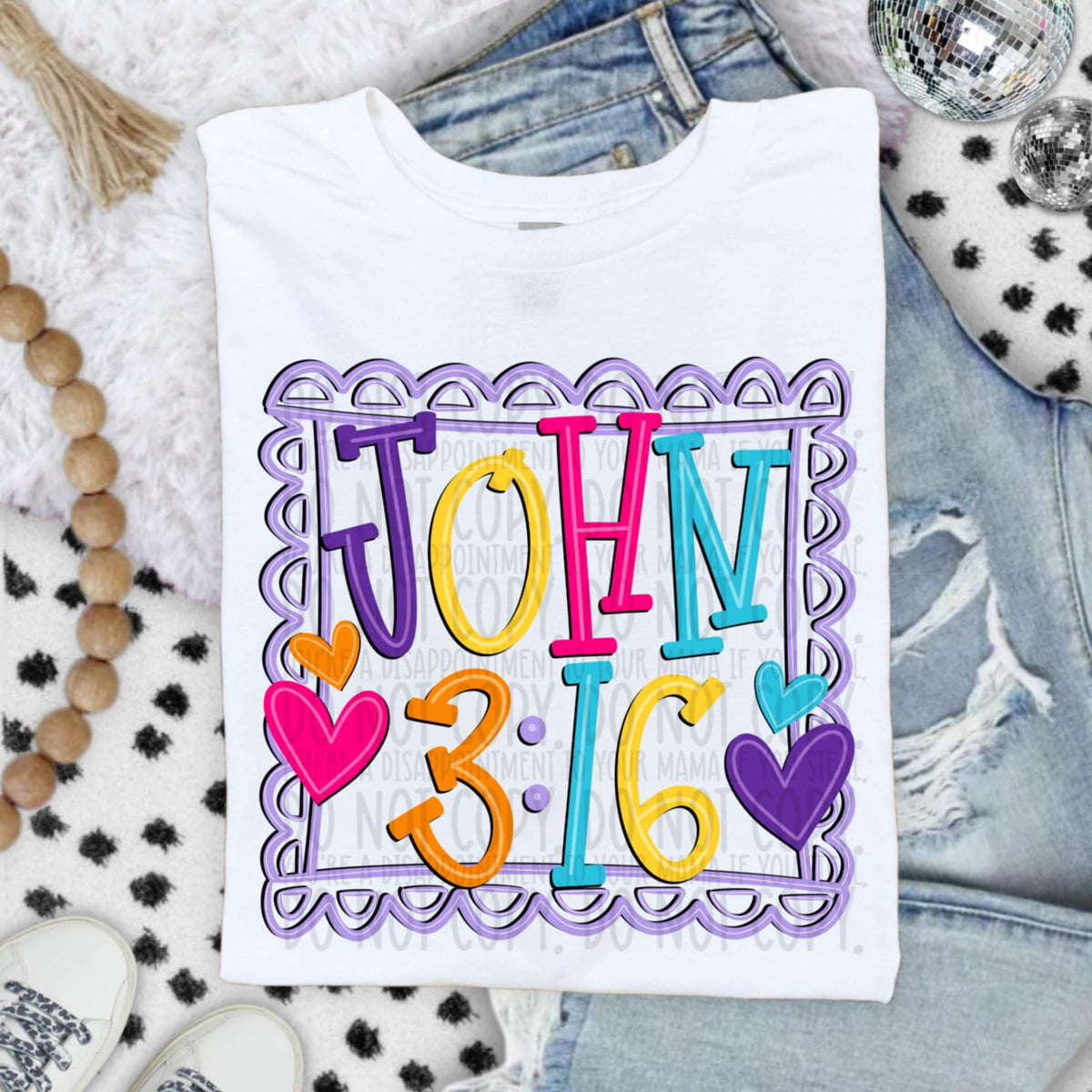 John 3:16 colorful frame SWD DTF transfer