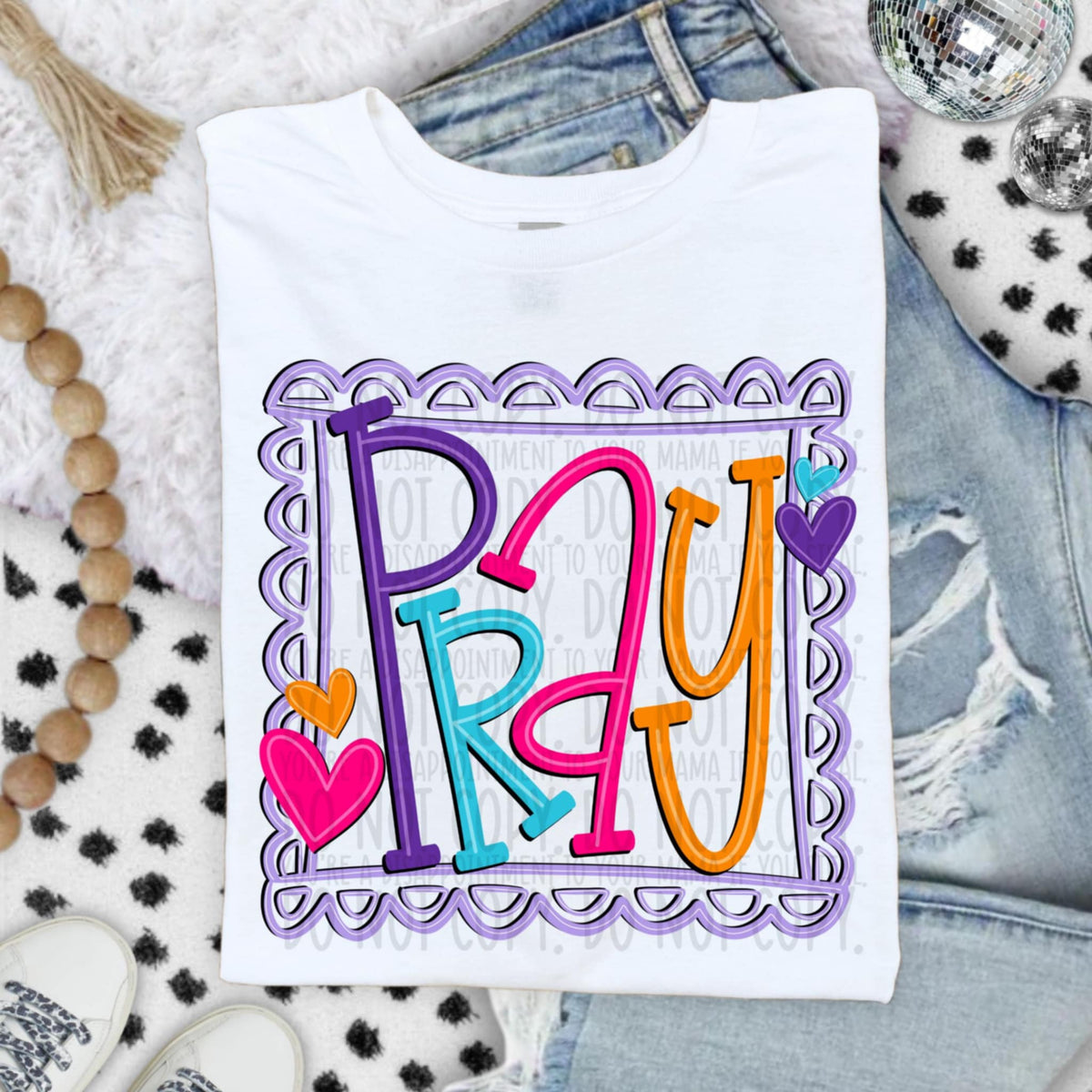 Pray colorful frame SWD DTF transfer