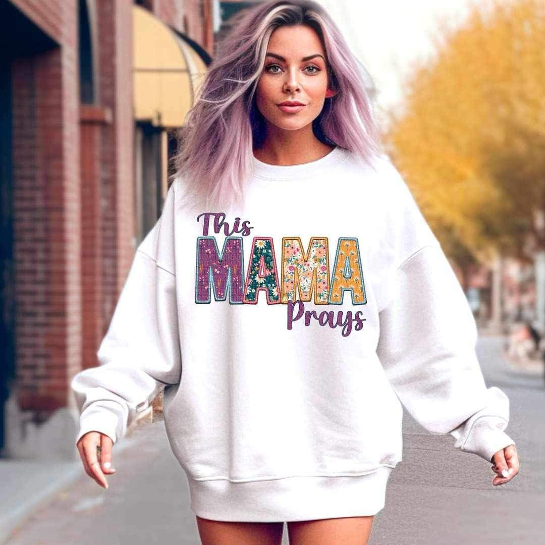 This mama prays floral embroidery 25097 DTF transfer