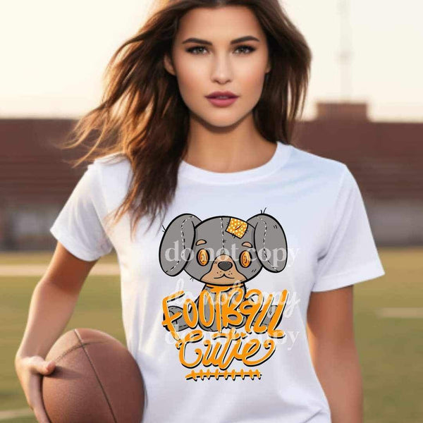 Football cutie (yellow font with stuffed puppy) 15091 DTF Transfer