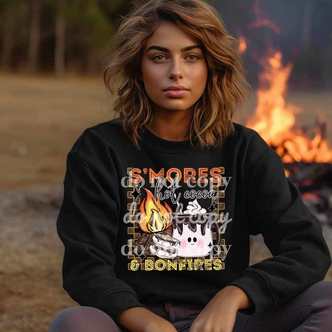 Smores, hot cocoa, & bonfires (campfire, smores, hot cocoa mug) 15090 DTF Transfer