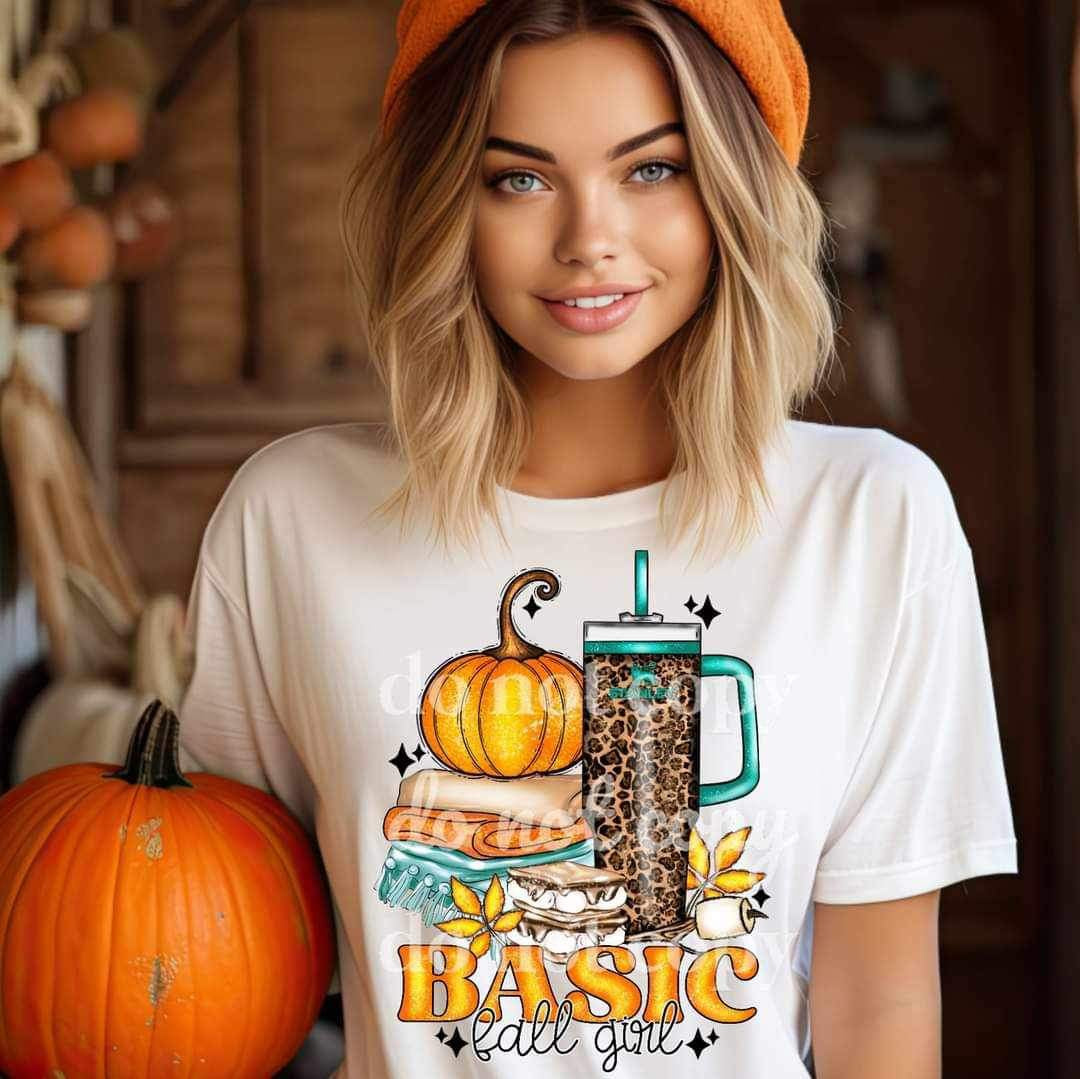 Basic fall girl (pumpkin, blankets, smores, leopard cup, flowers) 15058 DTF Transfer