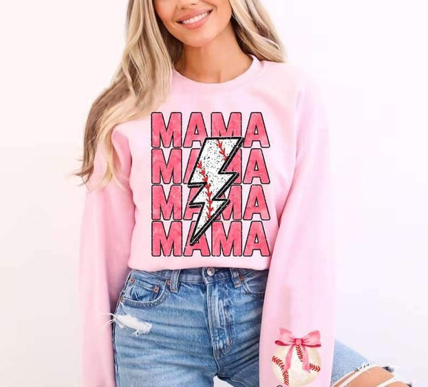 Mama stacked pink with baseball bolt 25149 DTF transfer