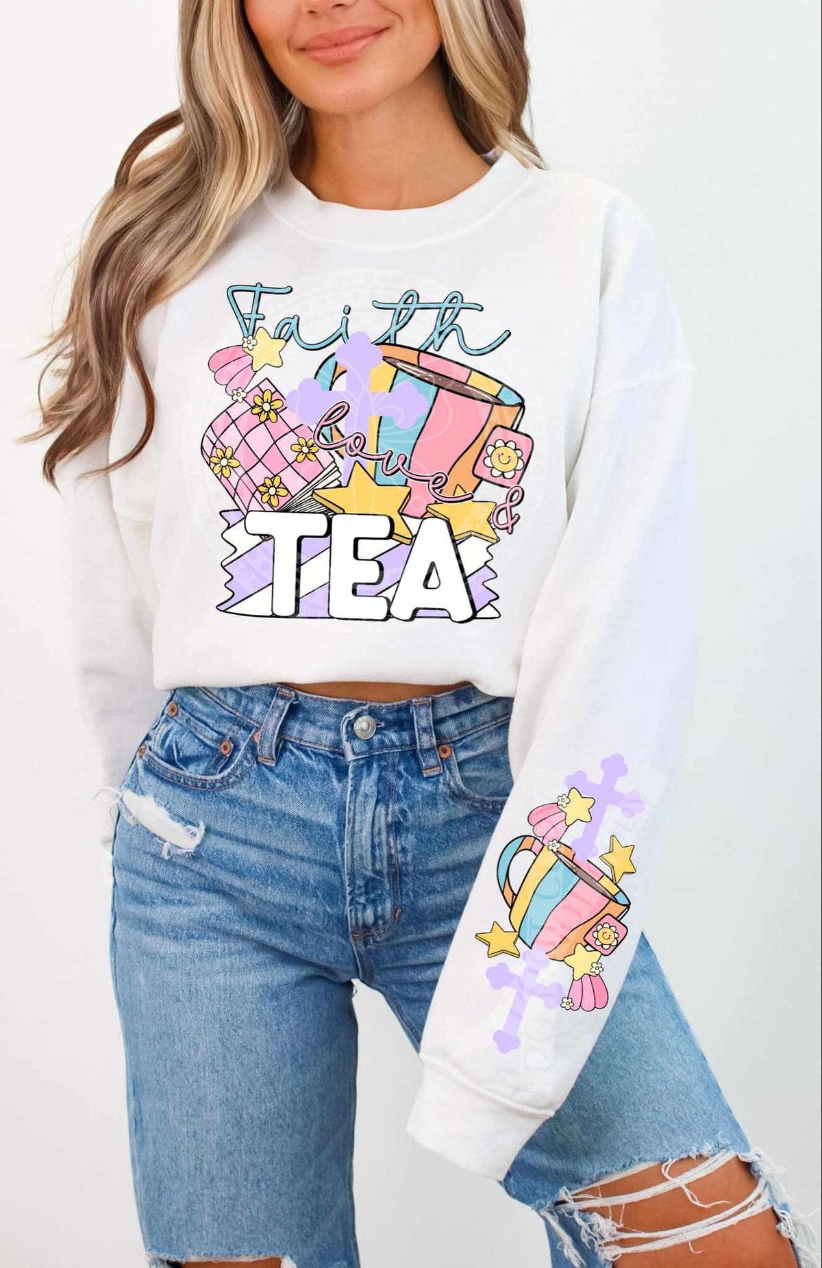 Faith love & tea FRONT 84593 DTF transfer