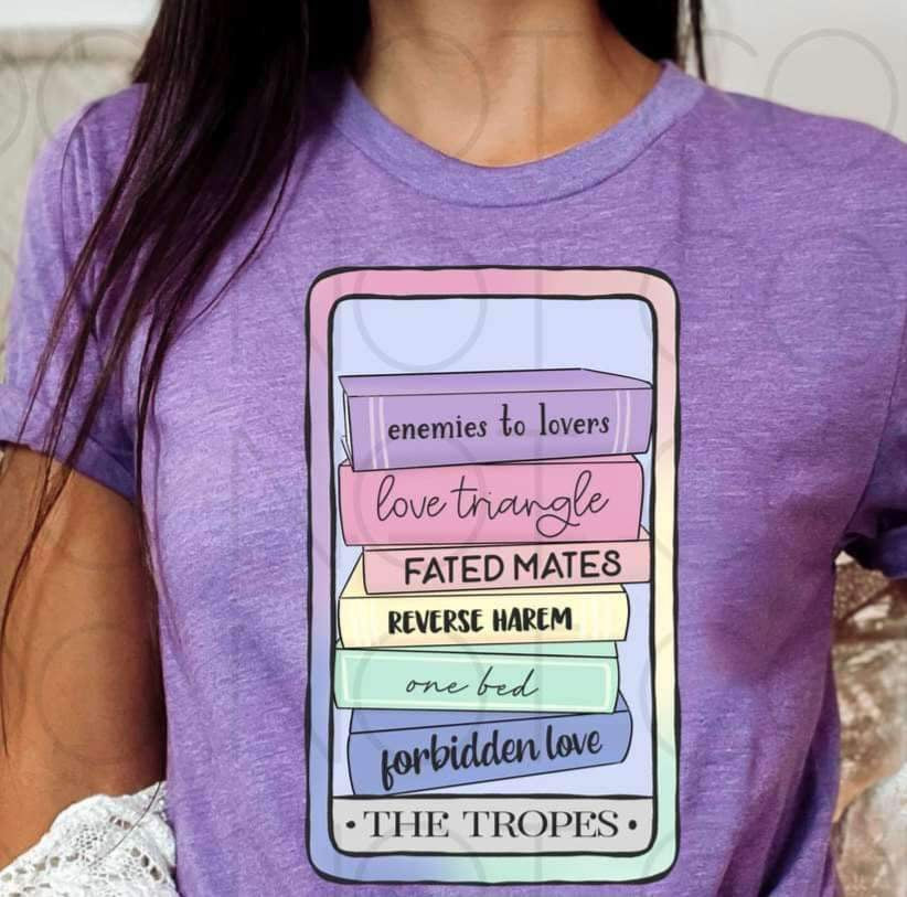 The tropes (card with multi color books with tropes) 15086 DTF Transfer